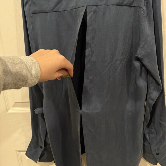 Sandro Women's Blue 100% Cupro (20” Pit To Pit) M? See Photos Wrap Flowy - Picture 7 of 13